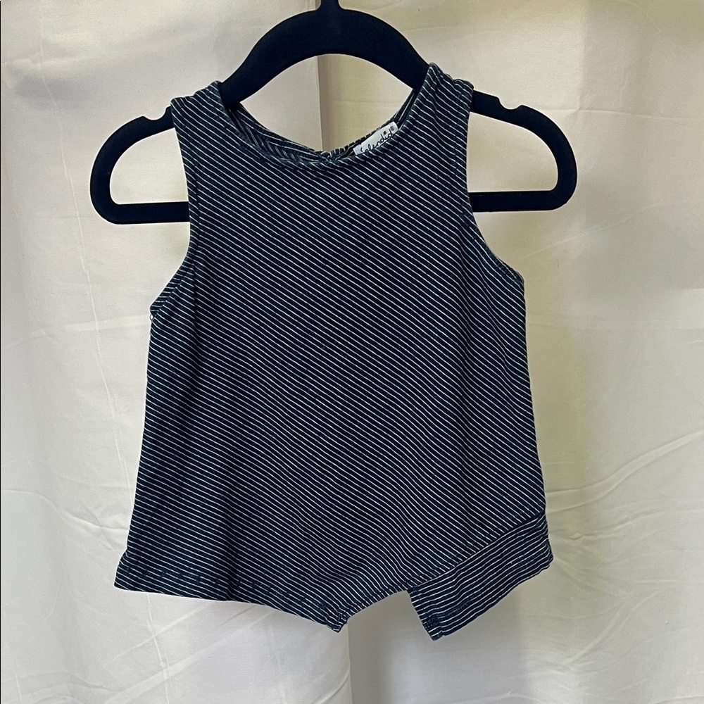 Splendid Kids Navy and White Striped Tank Top asymmetrical hem size 2T